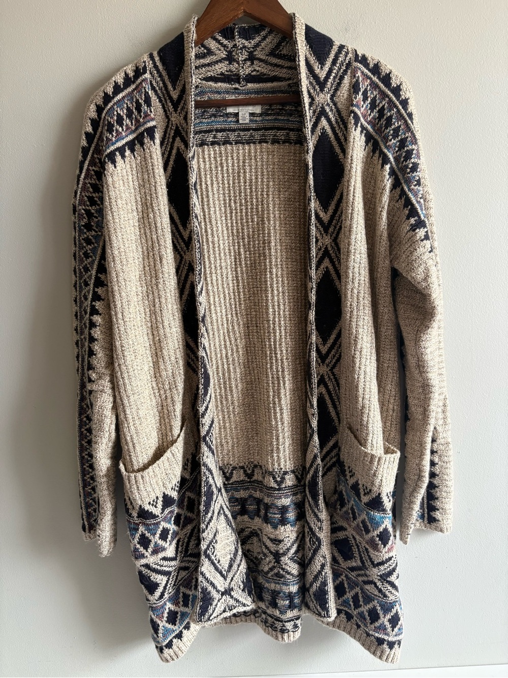 Lucky Brand Geometric Southwestern Oversized Open Front Cardigan S/P